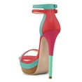 thumbnail image 3 of FSJ Women Open Toe Platform Stiletto High Heels Ankle Strap Double Buckle Sandals Sexy Party Formal Shoes Size 5 Multi-Red, 3 of 4
