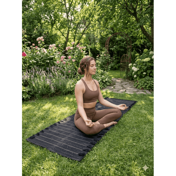 Organic Cotton Yoga Mat – Handwoven, Anti-Slip Exercise & Meditation Mat 2x6 Ft Travel-Friendly