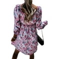 thumbnail image 4 of DYMADE Women Plus Size Printed Elegant Casual Square Neck A-line Dress, 4 of 4