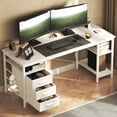thumbnail image 5 of HOMRELEXA 55" Computer Desk, Home Office Desk with 3 Drawers and Storage Shelves, PC Table Desk for Bedroom, White, 5 of 9