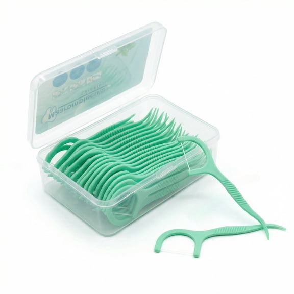 Mint Dental Flossers, Mint Flavor, 50pcs, Soft and Durable Floss Picks for Effective Plaque Removal, Easy to Use, Suitable for Sensitive Gums and Daily Oral Care