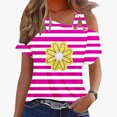 thumbnail image 2 of ALLLIST Pink Summer Tops for Women 2024 Short Sleeve Floral Boat Neck Off Shoulder T-Shirts Casual Basic Womens Tees, 2 of 4