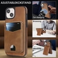 thumbnail image 4 of Compatible with Magsafe 2 in 1 Detachable for iPhone 15 Wallet Case with Card Holder Women Men, Magnetic PU Leather RFID Blocking Flip Kickstand Credit Slots,for iPhone 15, Darkbrown, 4 of 11
