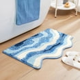 thumbnail image 4 of Alfombra de baño absorbente super azul, 19x31IN, antideslizante, lavable, respaldo de goma, alfombras para el baño, alfombra para la ducha, alfombra absorbente tejida para el baño, 50*80CM, 4 of 9