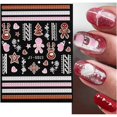thumbnail image 4 of Pegatinas navideñas 5D en relieve para uñas, autoadhesivas, con diseño de copos de nieve y Papá Noel, ideales para manicura navideña DIY (rosa)., 4 of 5