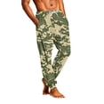 thumbnail image 5 of Men's Camouflage Pajama Pants with Pockets & Drawstring - Cuffed Jogger Sleep Bottoms for Men, Elastic Waist Soft Lightweight Lounge Homewear Army Green L, 5 of 6