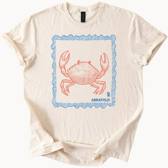 Kiraa Tee With Annapolis Maryland Crab T Shirt Blue Stamp Style Tee Md Graphic Top Birthday Gifts; For Men & Women