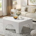 thumbnail image 4 of Tribesigns Square Coffee Table, 35.43-Inch High Gloss Coffee Table with Sturdy Arched Structure, Modern Coffee Table Center Table, Wood Coffee Table for Living Room, White, 4 of 6