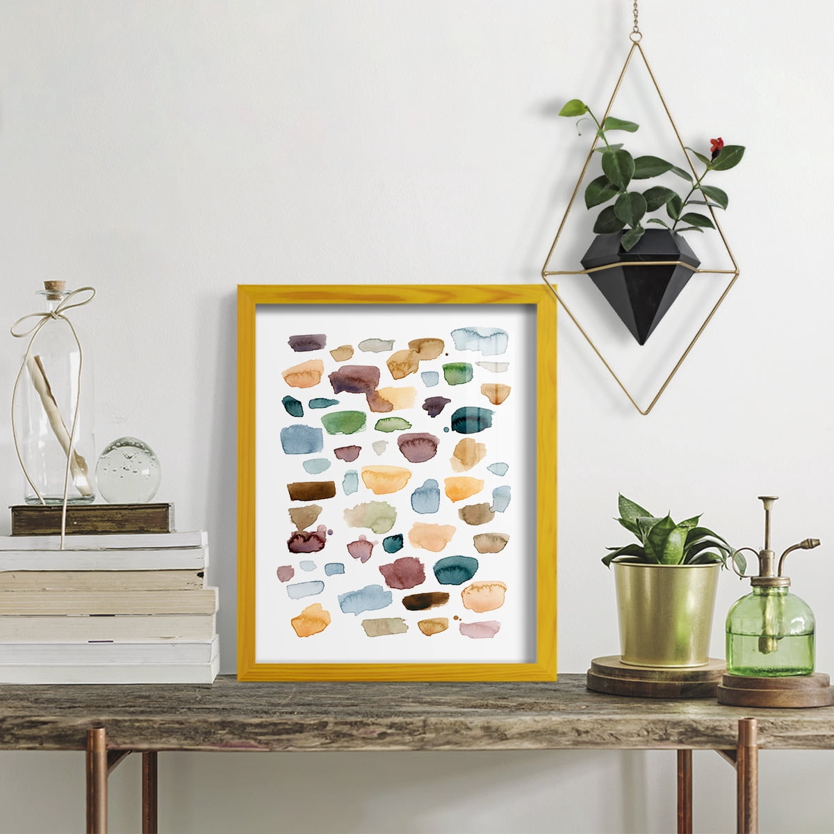 Shattered Segments I - Framed Print w/glass - Sunflower Yellow