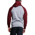 thumbnail image 3 of G-Style USA Men's Heavyweight Contrast Raglan Sleeve Fleece Pullover Hoodie Sweatshirt MH13112 - Heather Gray/Cranberry Caviar - Large, 3 of 6
