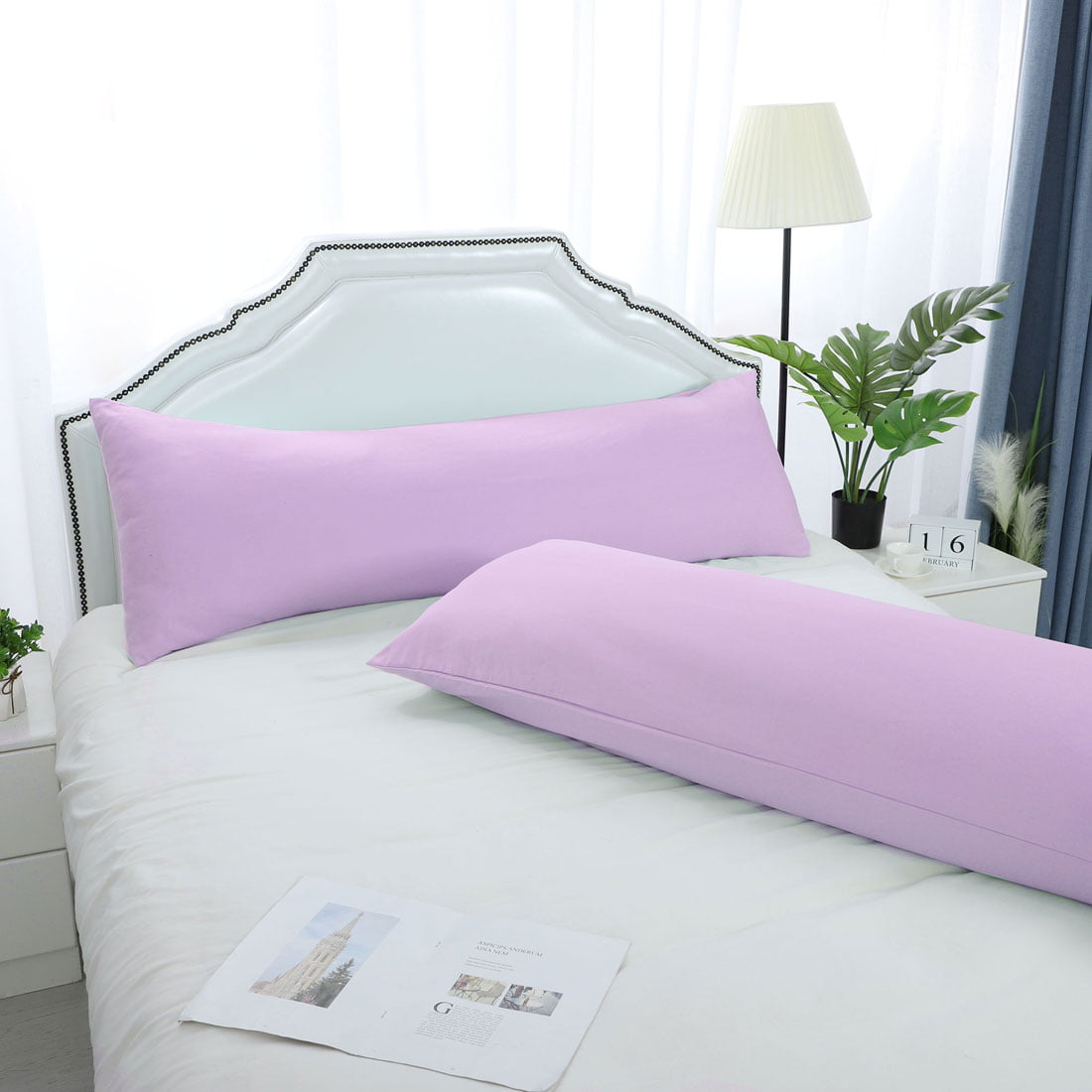Set of 2 Body Pillow Cover Long Soft Pillow Case for Pillows Lilac 20"x60" 