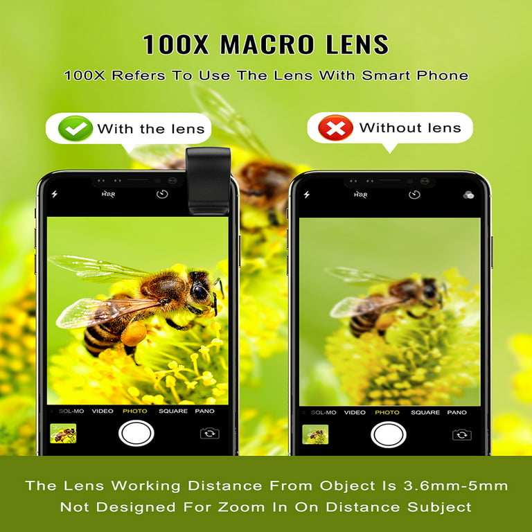 Téléphone Macro Lens, 100x microscope-caméra avec Led Light Handheld  Pocket, compatible avec Smartphone