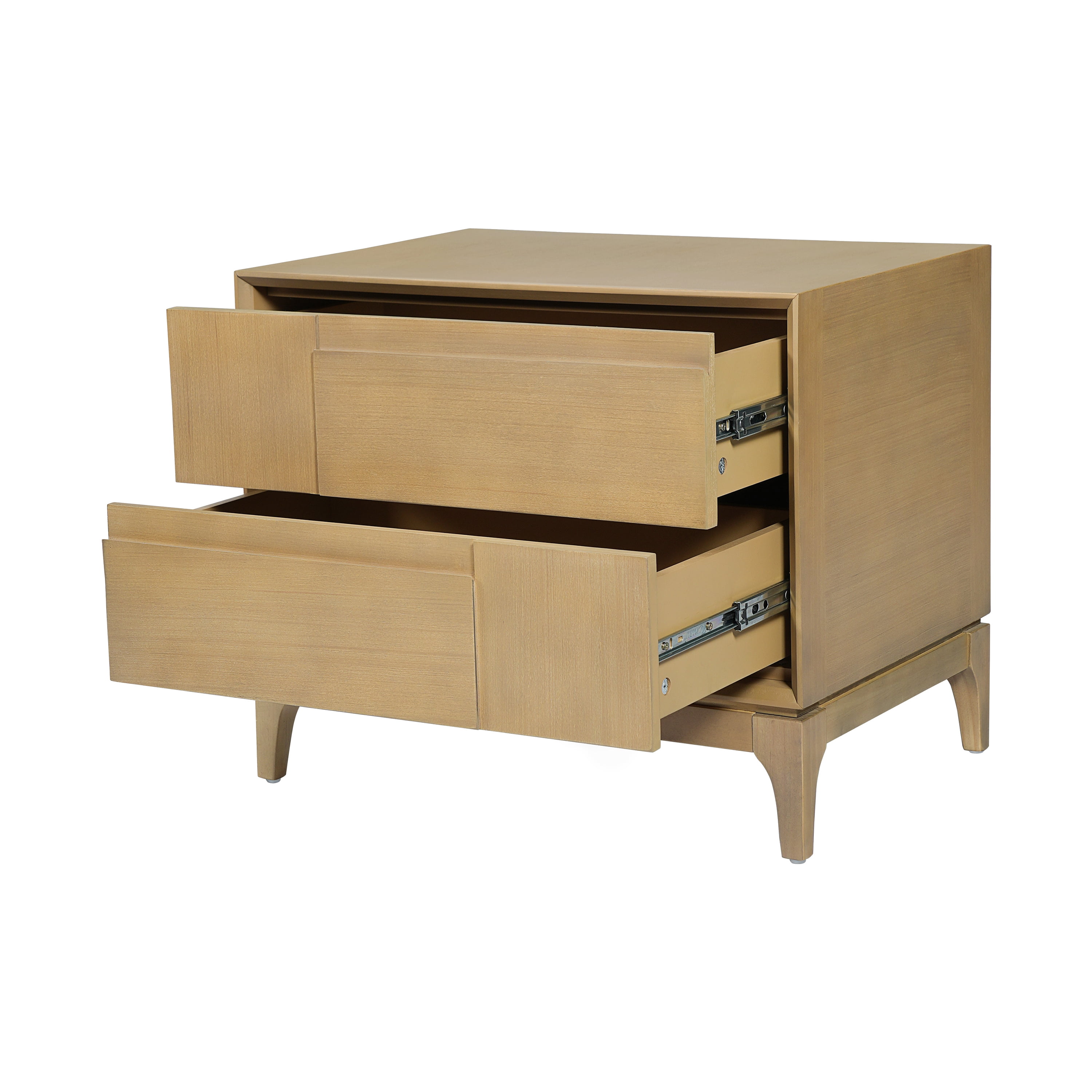 Euroco Mid-Century Modern Nightstand with 2 Storage Drawers, 24" Wide End Table with Tapered Legs,Wood Bedside Table for Bedroom,Living Room,Natural
