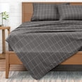 thumbnail image 3 of Bare Home Ultra-Soft Flat Sheets - Premium 1800 Collection - Double Brushed - King, Grid - Gray/White, 3 of 6