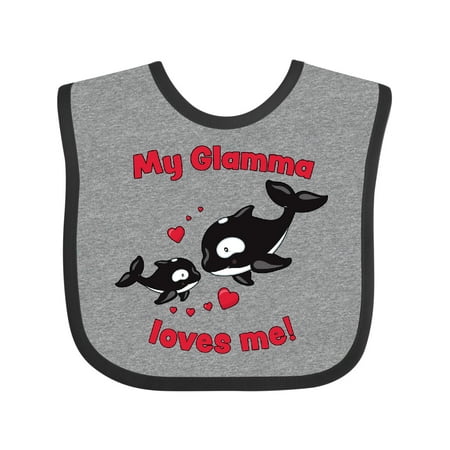 

Inktastic My Glamma Loves Me Orca Family Gift Baby Boy or Baby Girl Bib