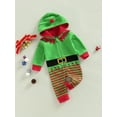 thumbnail image 2 of Baby Girls Boys Christmas Romper Outfits Baby Boy Girl Cute Elf Hooded Long Sleeve Plysuits Jumpsuit Fall Winter Xmas Costume, 2 of 7