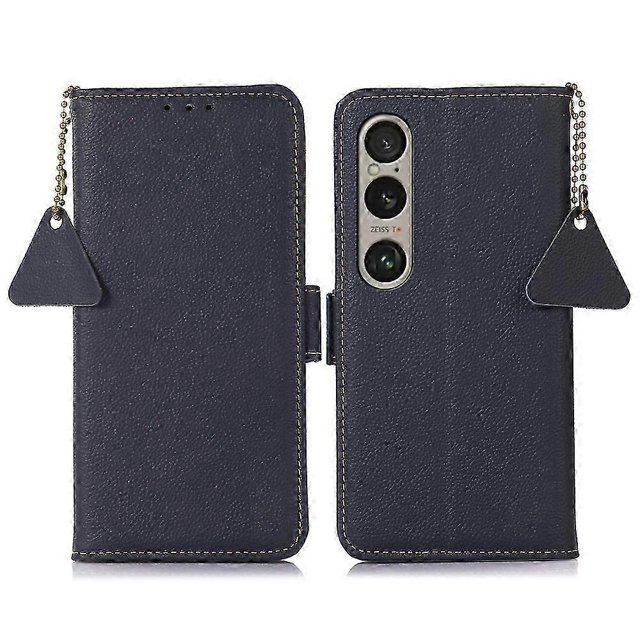 For Sony Xperia 1 VI Wallet Case RFID Blocking Genuine Cow Leather Phone Cover