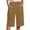 Coffee, variant on Seductiva Women's Wide Leg Pants Women's Solid Color Cotton Linen Pants with Pockets Drawstring Loose Casual Five Quarter Pants Beach Pants Loose Fit 1PC