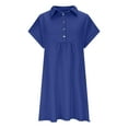 thumbnail image 6 of Mingw Ladies Babydoll Dresses Babydoll Short Sleeve Polo Shirt Dress Casual Activewear Solid Color Loose Mini Dresses S, 6 of 6