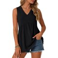 thumbnail image 2 of enyan Women's Tank Tops V Neck Summer Racerback Tops Loose Fit Casual Sleeveless Tee Workout Yoga Athletic Shirts Summer Tops,Black,XXL, 2 of 7