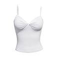 thumbnail image 4 of Noric Women's Summer Crop Tank Top Spaghetti Strap Sweetheart Neck Skinny Ruched Front Casual Sleeveless Camisole Tops, 4 of 7