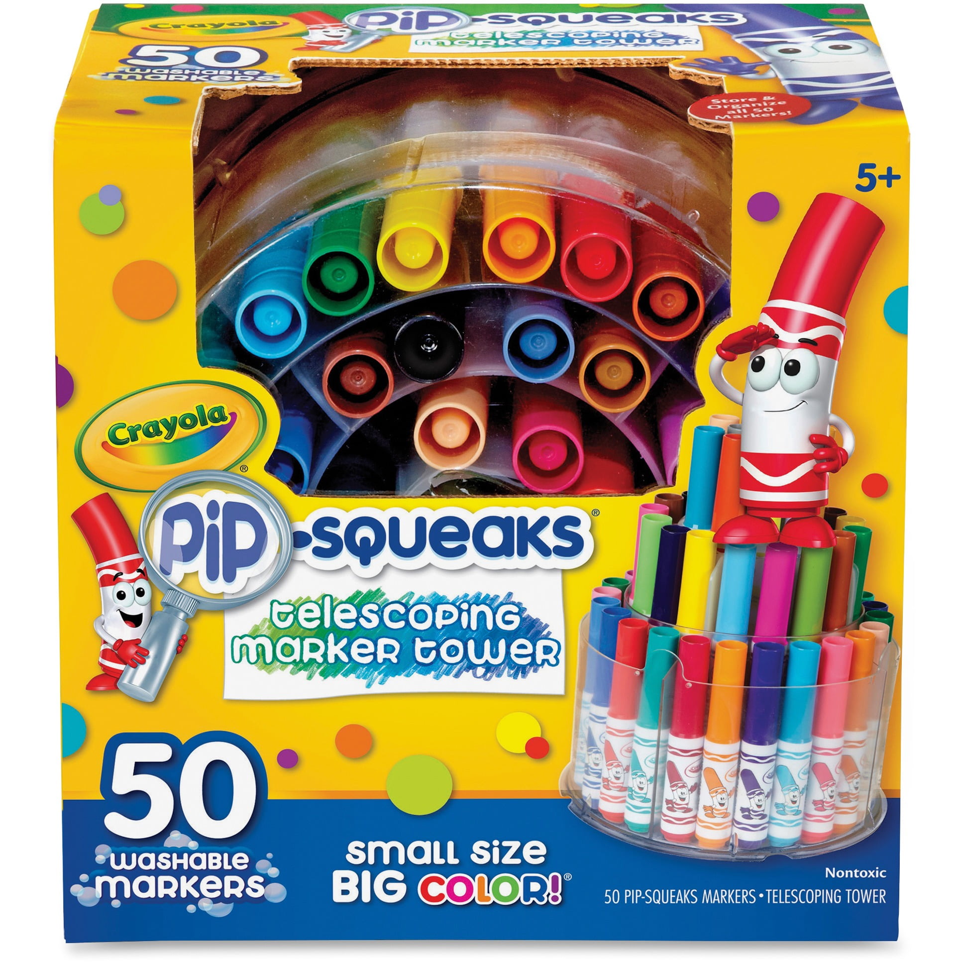 Crayola Pip-Squeaks Telescoping Marker Tower, Assorted Colors, 50 Count