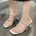 thumbnail image 2 of Anuirheih New Summer Head Women's Shoes Fashion Rhinestone Thick Heel Sandals Sandals Women (Beige), 2 of 5