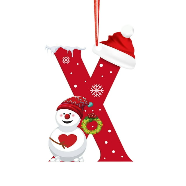 Adornos navideños, adornos navideños, regalos navideños, árbol de Navidad acrílico 2D, colgante de 26 letras, regalo decorativo, colgantes para fiestas navideñas familiares, objetos colgantes