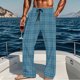 thumbnail image 1 of Pantalones de pijama largos para hombre, informales, con estampado a cuadros, holgados, deportivos, elásticos, rectos, vintage, con bolsillos, 1 of 6