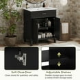 thumbnail image 5 of 30-inch Bathroom Vanity with Ceramic Basin, Soft Close Door and Adjustable Shelves, Black, 5 of 33
