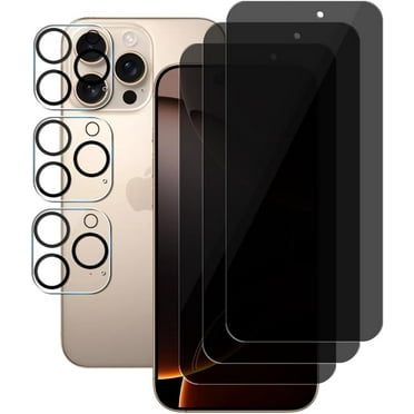 UZWZW 3 Pack Privacy Screen Protector For iPhone 16 Pro Max (6.9 inch) Anti Spy Private Tempered Glass and Camera Lens Protector, Anti Scratch