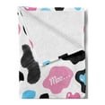 thumbnail image 2 of Cow Print Soft Flannel Fleece Throw Blanket, Animal Hide Hearts Moo Barnyard Love Abstract Design Farmland, Cozy Plush for Indoor and Outdoor Use, 50" x 60", Pale Pink Black White, by Ambesonne, 2 of 5