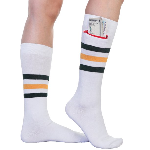 Angelina Angelina Unisex Crew Socks with Zipper Pocket (2Pairs