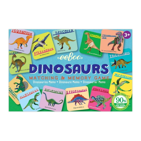 eeBoo: Dinosaurs Little Memory and Matching Game Sharpens Recognition Concentration and Memory Skills for Ages 3 and Up Provides Interaction Between Child and Parent