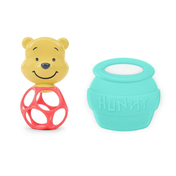 Disney Baby Winnie The Pooh Hunny & Shake Rattle & Teether by Bright Starts, Unisex, Newborn