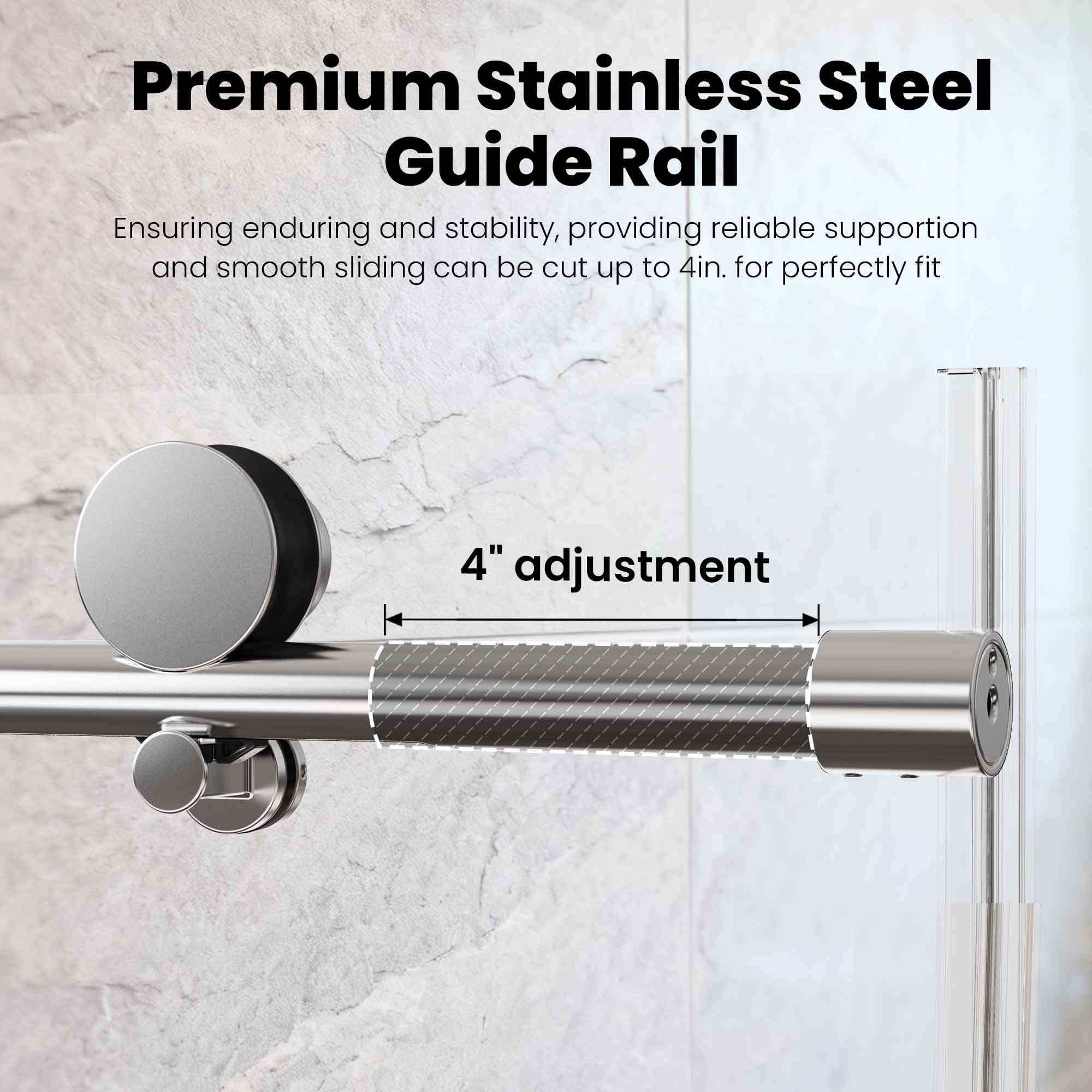 Leumius 56"-60"W X 60"H FramelessSingle Sliding Shower Door -5/16" (8mm) Clear TemperedGlass,Bypass Design,Chrome Finish