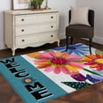 thumbnail image 3 of Spring Daisy Area Rugs 3'x5', Washable Small Throw Rugs for Living Room Bedroom, Turquoise Modern Abstract Art Dots Floral Indoor Outdoor Rug Non-Slip Low Pile Carpet Runner Reversible Floor Mats, 3 of 8