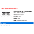 thumbnail image 2 of Front Brake Pad Set - Compatible with 2004 - 2007 Ford E-150 2005 2006, 2 of 2