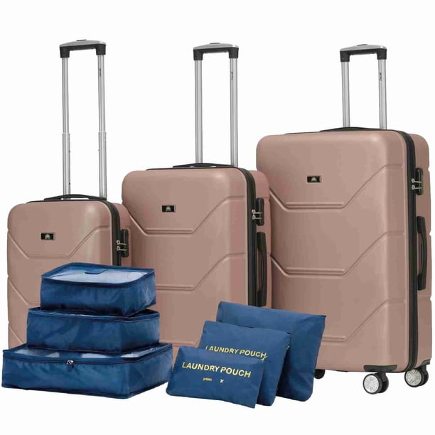 Set de 3 Maletas Con Organizadores Sun Coast Dubai ABS De 20", 24" y 28" Color Rosa