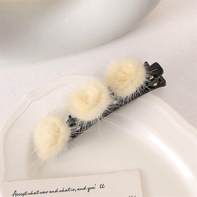 Fiudx Horquilla de Invierno, Pinza para El Pelo con Pompón, Elegante Pinza para Flequillo, Accesorio Versátil para Coleta, Cambio Rápido de Peinado, Ideal para Fiestas, Bodas y Escuelas, Solución par