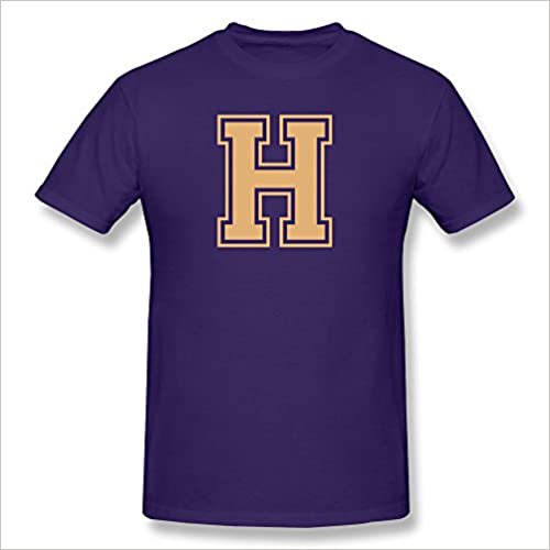 Man Golden Letter H Short Sleeve Funny Tee S Purple Apparel