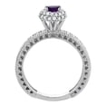 thumbnail image 2 of 14K White Gold Natural Amethyst Round 5mm Engagement Ring Diamond Accents, size 5.5, 2 of 3
