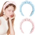 thumbnail image 3 of Diadema para mujer, paquete de 2, maquillaje, lavado de cara, toalla suave, máscara facial, lindo paquete para cabello y ducha, banda de lazo, diademas de microfibra, tela de rizo elástica, envoltura, 3 of 5