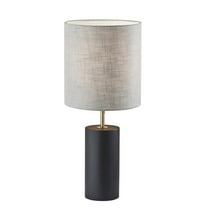 Adesso Dean Table Lamp, Black Poplar Wood with Antique Brass Accent