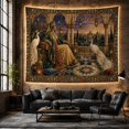 thumbnail image 6 of Crowned Woman on a Grand Peacock Terrace, Dramatic Fantasy for Peacock Lovers, Royal Palace Decor, Housewarming Gift, Tapestry Wall Hanging for Living Room and Bedroom, 6 of 7