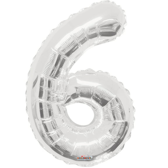 34 inch Kaleidoscope Number 6 - Silver Foil Mylar Balloon - Party Supplies Decorations