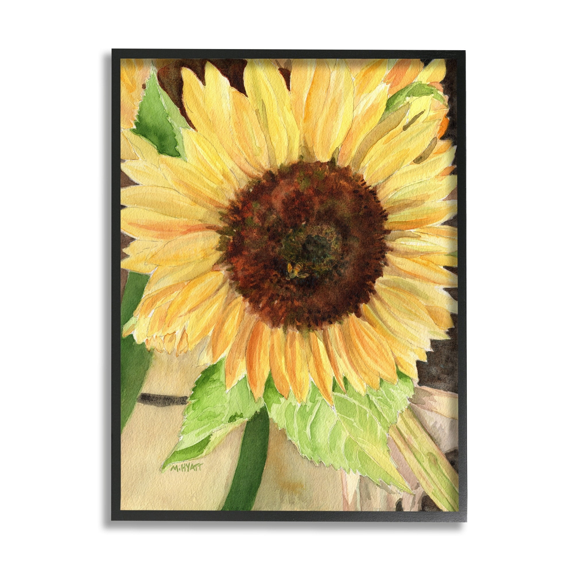 Stupell Industries Summer Sunflower with Yellow Honey Bee Detail Grey Framed, 11 x 14, Design by Melissa Hyatt LLC