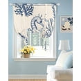 thumbnail image 2 of Navy Blue Seahorse Coastal Tie Up Curtains for Window, Thermal Insulated Balloon Shade Adjustable Rod Pocket Curtains Valance Panels for Kitchen Bathroom Cafe 42 x 54 Beach Botanical Vintage, 2 of 6