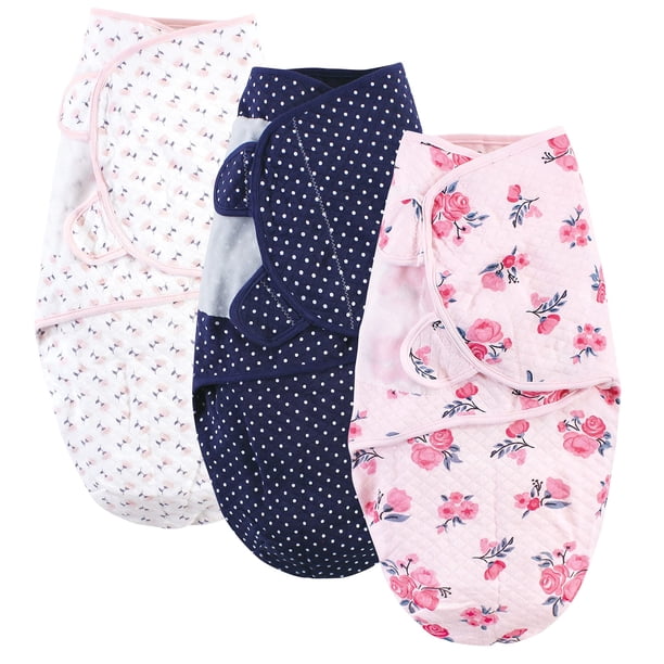 Swaddle Wrap, paquete de 3 unidades, acolchado Hudson Baby, algodón, rosa y azul marino