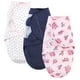 thumbnail image 1 of Swaddle Wrap, paquete de 3 unidades, acolchado Hudson Baby, algodón, rosa y azul marino, 1 of 5